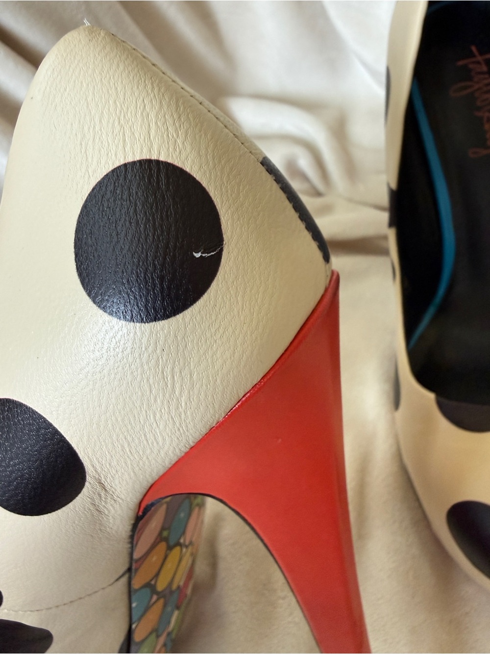 Taylor Says Dottie Polka Dot Platform Pumps Heels Size 8.5M Novelty Art Sole - Picture 4 of 16